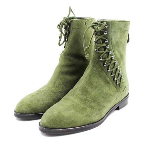 Alaia Shoes - Alaïa Size 38/8 Green Suede Lace-Up Ankle Boots